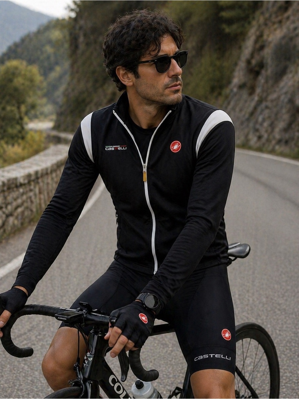 Castelli Men's Black Performance Cycling Jacket with White Accents Sz XXXL